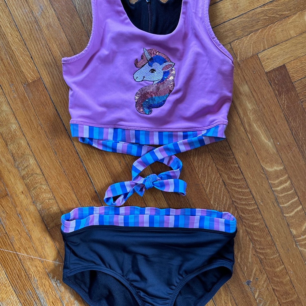 Two piece unicorn dance gymnastics set